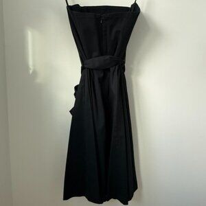 Lucy Love: Black Corset-Bodied Fit & Flare Midi Dress w/ Boning + Waist Tie Bow